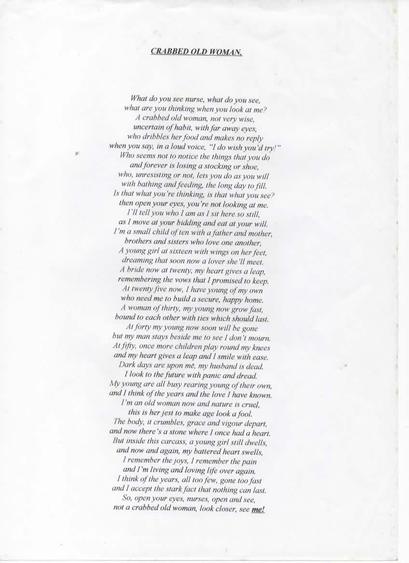 The poem "Crabbit Old Woman" by Phyllis McCormack