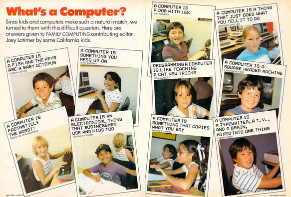 Since kids and computers make such a natural match, we  turned to them with this difficult question. Here are answers given to FAMILY COMPUTING contributing editor Joey Latimer by some California kids.