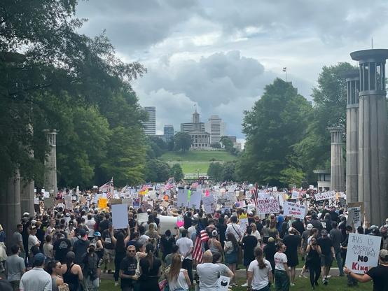 Nashville, @johnhaubenreich.bsky.social‬, thousands of protestors gathered in field