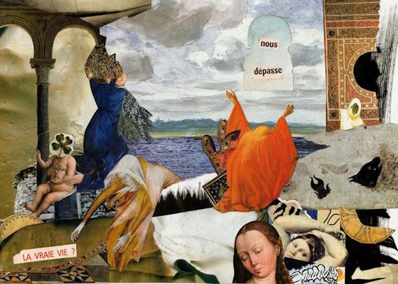 "Nous dépasse", collage de Cathy Garcia Canalès réalisé avec des chutes d'autres collages, un défi