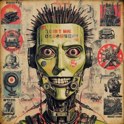 Image with seed 102967015 generated via Stable Diffusion through @stablehorde@sigmoid.social. Prompt: propaganda poster, "Join the Robot Rebellion!", cyberpunk, elektrodada, anti-art, degenerative art, silly, whimsical,  mixed media, dada, surrealism, pop-art, kitsch, collage