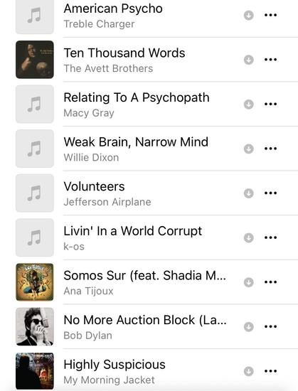 Screenshot of a playlist