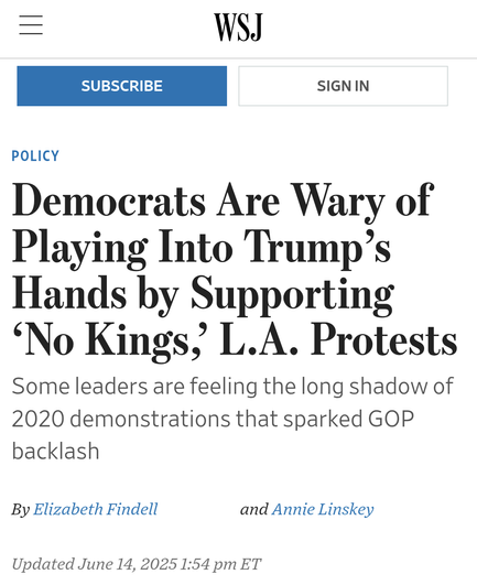Democrats Are Wary of Playing Into Trump’s Hands by Supporting ‘No Kings,’ L.A. Protests
Some leaders are feeling the long shadow of 2020 demonstrations that sparked GOP backlash