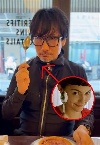 Hideo Kokima posing with a backward spoon, imitating the model from "fitgirl repacks"