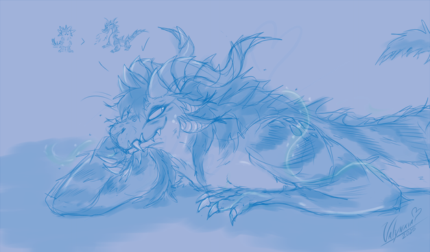 A charr transforming to a dragon while smirks seductively