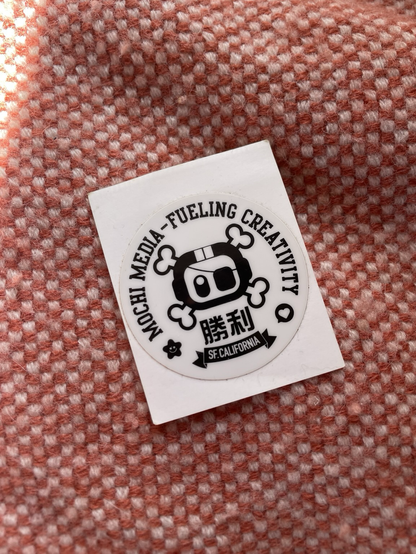 A Mochi Media sticker. Text: Mochi Media - Fueling Creativity. SF California.