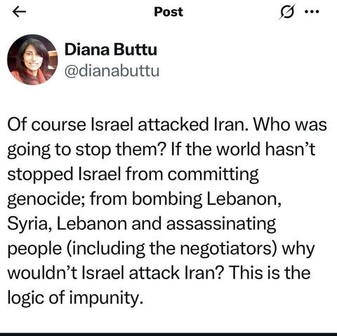 Of course Israel attacked Iran. Who was going to stop them? If the world hasn't stopped Israel from committing genocide; from bombing Lebanon, Syria, Lebanon, and assassinating people (including the negotiators) why wouldn't Israel attack Iran? This is the logic of impunity