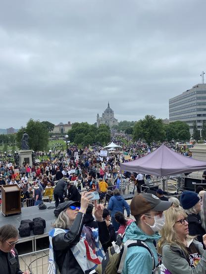 A view of protesters
