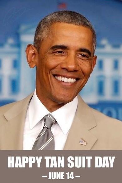 Barack Obama wearing his Tan Suit