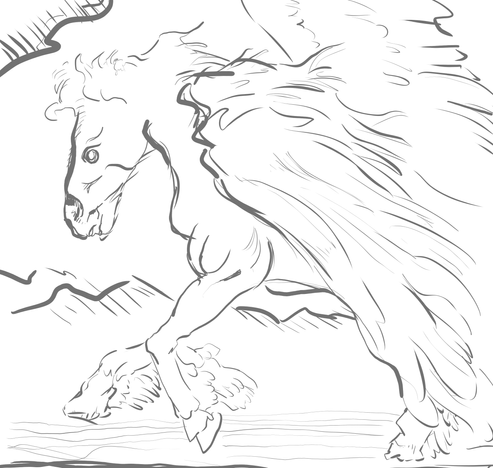 A rough digital sketch of Pegasus. First time drawing him so the details are a little off