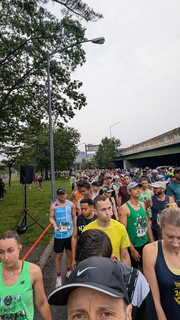 People waiting on the road before the race starts