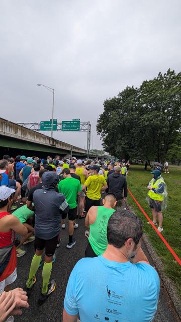 People waiting on the road before the race starts
