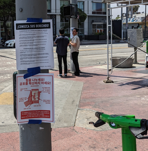 Spanish and Korean instructions on dealing with immigration.