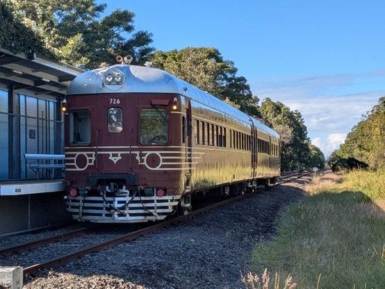 An old train converted to solar and running on a small section of otherwise decommissioned track at Byron Bay.