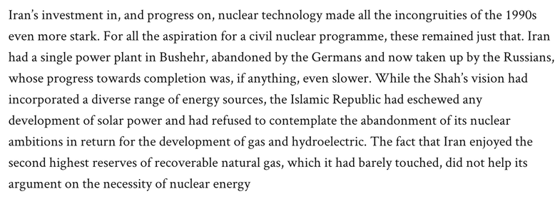 all text:

on Iran's failure to develop a comprehensive multi-source energy policy relevant to the needs of the current era