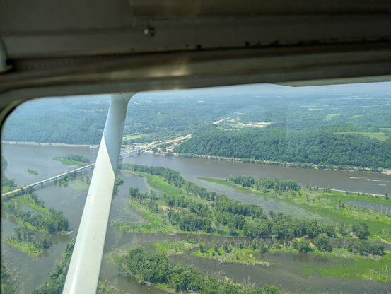 The Wisconsin River with a lot of cross cutting waterways and islands.