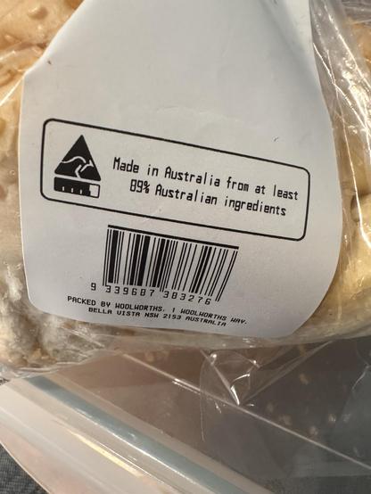 “Made in Australia from at least 80% Australian ingredients”