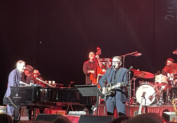Jools Holland and Chris Difford on stage