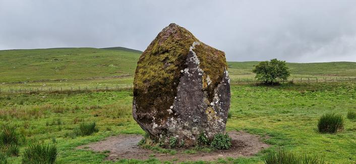 A large moss covered standing stone within Bannau Brycheiniog.