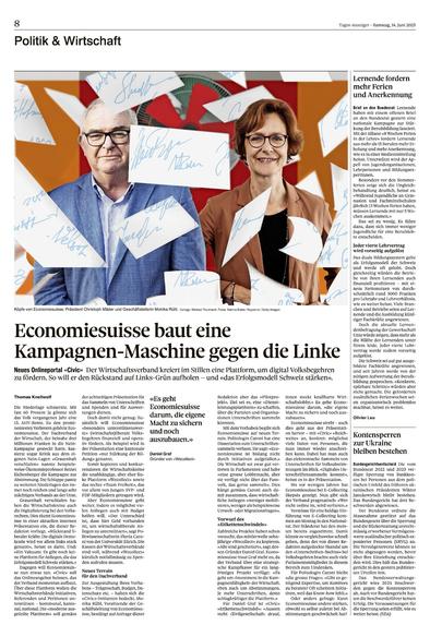 Artikel des Tages-Anzeigers zum neuen Onlineportal «Civic» des Wirtschaftsverbands Economiesuisse.