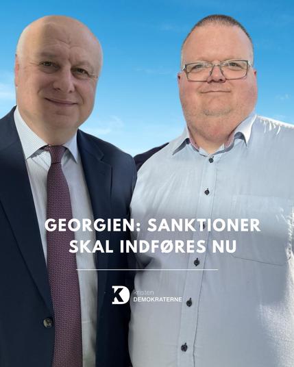 Medlem af den georgiske opposition og tidligere parlamentsmedlem George Tsereteli (t.v.) og udenrigsordfører Niclas Aarestrup (t.h.) med opfordring til målrettede sanktioner
