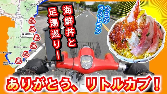 【今までありがとう】リトルカブのラストラン！～足湯巡りと山盛り！海鮮丼 ≪伊豆半島400km一周耐久ツーリング④≫ #伊豆グルメ #徳造丸 #スーパーカブ