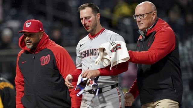 Paul DeJong taking batting practice as he recovers from getting hit in the face by a pitch