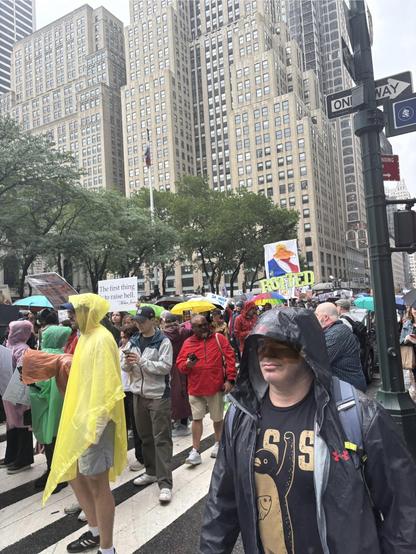 Fifth Avenue view north from 42nd, marchers in the NoKings protest NYC.