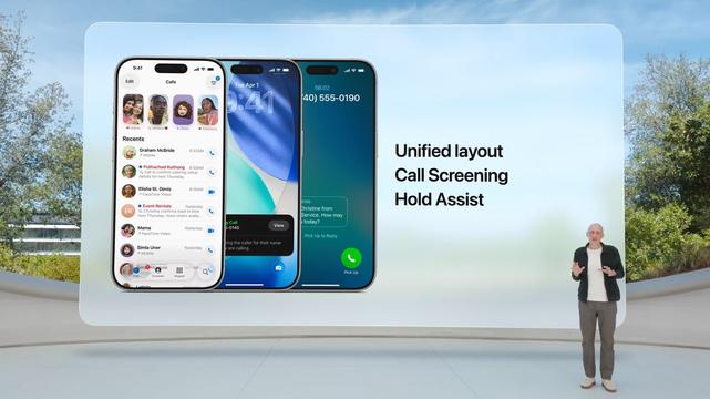 Screenshot von der WWDC 2025-Keynote mit der Vorstellung neuer Funktionen für das iPhone. Foto (c) Apple.
