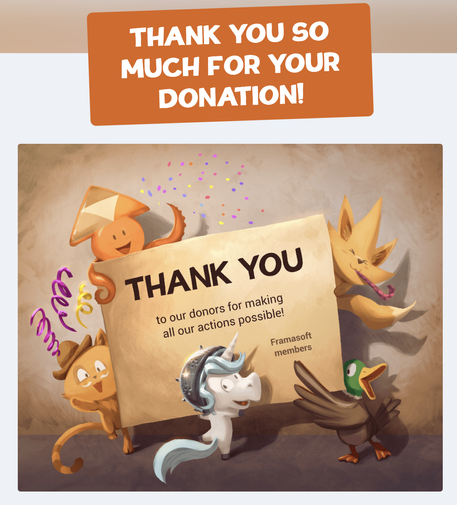 Thank you screen after I added my donation to the campaign.