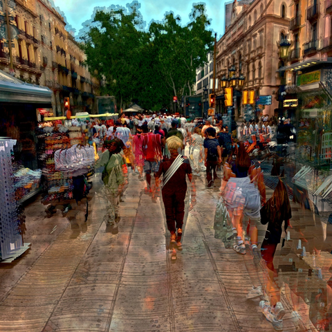 Barcelona digital edited street photography, made with the GNU Image Manipulation Program + G'MIC-Qt filters.