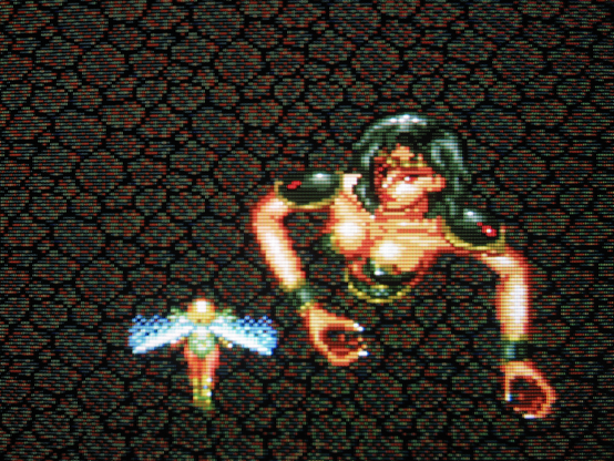 Sylphia battles a giant floating lady torso.