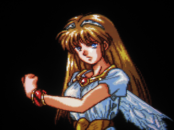 Sylphia has defeated the final boss and crushes its evil soul to dust in her grip.