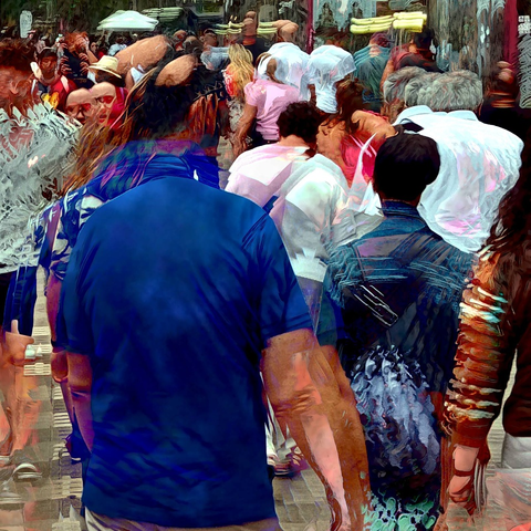 Barcelona digital edited street photography, made with the GNU Image Manipulation Program + G'MIC-Qt filters.