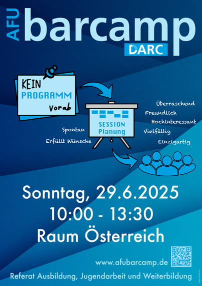 Plakat für das AFU-Barcamp am 29.06.2025 auf der HAMRADIO in Friedrichshafen