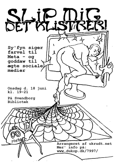 Plakat for Slip Mig Det Klistrer på Svendborg bibliotek.