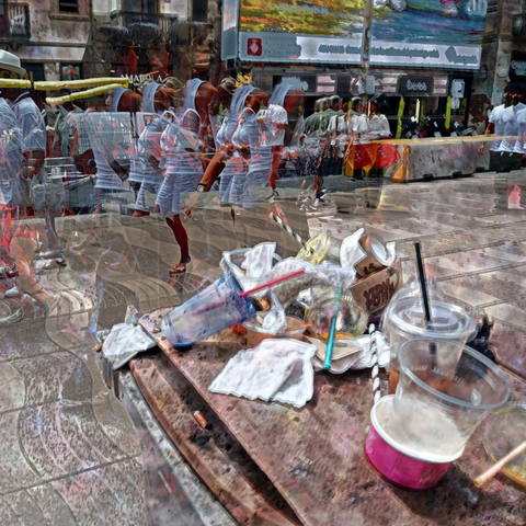 Barcelona digital edited street photography, made with the GNU Image Manipulation Program + G'MIC-Qt filters.