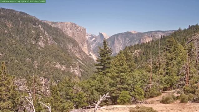 Located on a dome near the Wawona Tunnel, this webcam provides a nice view of Yosemite Valley.
This webcam image is provided courtesy of Yosemite Conservancy.