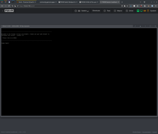 A screenshot of the PiKVM web UI looking at the `ranga` Proxmox node.