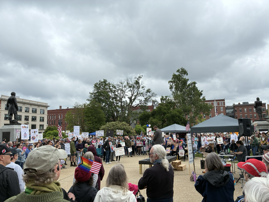 Protesters in the State House Plaza