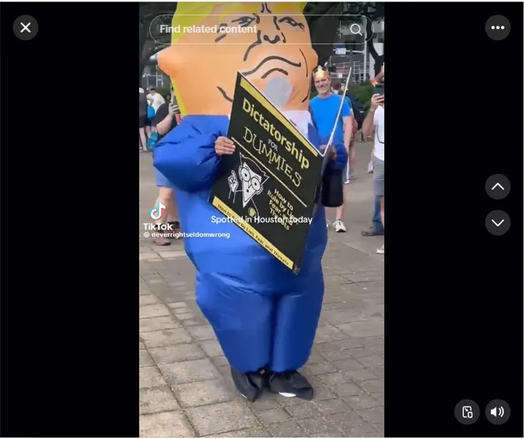 Trump inflatable costume in Houston.