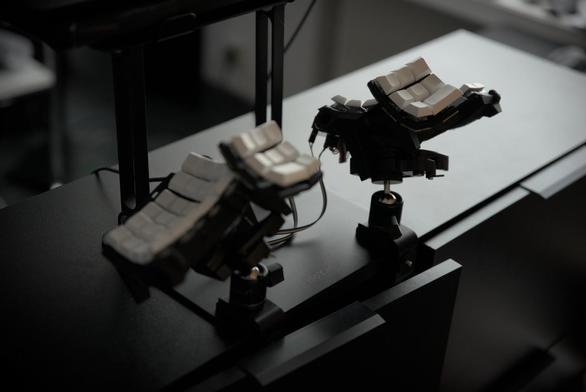 Another view of my Dactyl Lynx ergonomic keyboard attached to a cabinet for typing while standing.