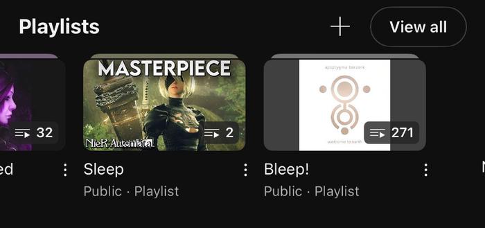 Two playlists: “sleep” and “bleep”.