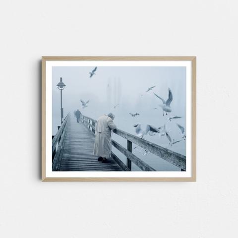 Print - Churchgoers on the bridge to the island form book WERD by photographer Marco Zedler