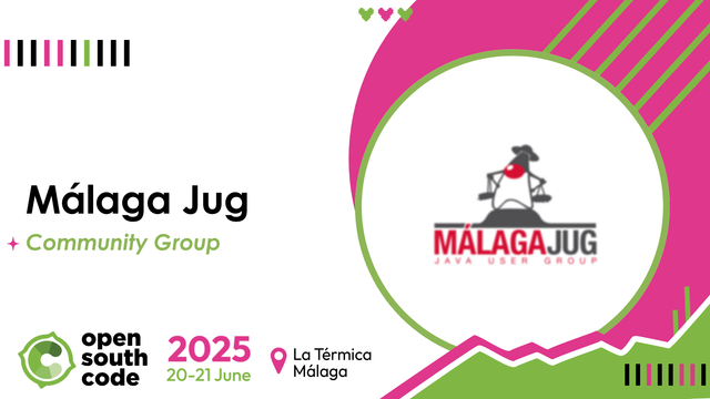 Vamos con más comunidades #OpenSouthCode25 🙌Gracias a Málaga Jug, grupo que impulsa el conocimiento en tecnologías Java y lenguajes del ecosistema JVM como Kotlin, Groovy o JRuby 🚀

#Java #JVM #Community #OpenSource