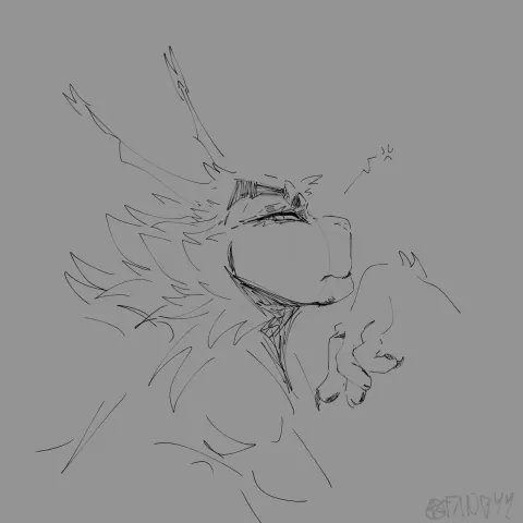 A digital sketch of an anthro lynx.