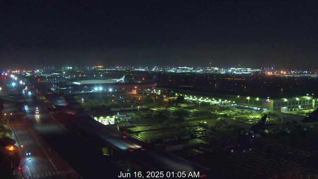 A screen capture from the @ABC7 web camera at LAX airport
