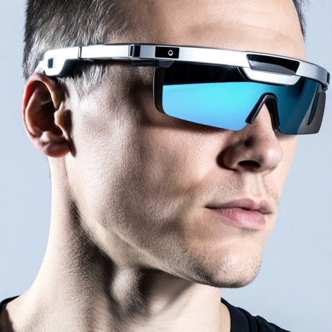 AI-generated concept redesign for The vOICe vision BCI smart glasses.