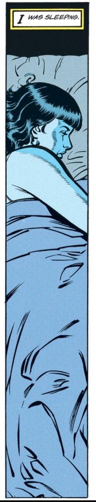 Miss Tree is lying in her bed in the dark as she narrates, “I was sleeping.“