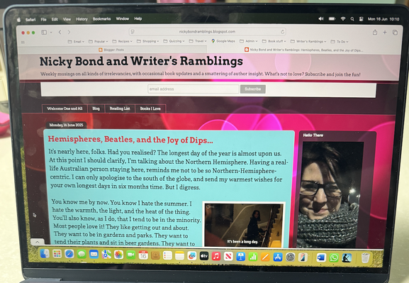 The opening paragraph of the post linked in the toot. The blog is called Nicky Bond and Writer’s Ramblings and the post is entitled Hemispheres, Beatles, and the Joys of Dips.